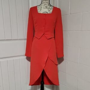 Small NüRode Elegant Melon "Red" Two-Piece Dress Set